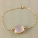 Rose Quartz Bezel Bracelet, Vermeil Gold Gemstone Connector, Dainty, Chrsitmas Gift, Bridesmaid Gift, Wedding, Anniversary Gift, Baby Pink