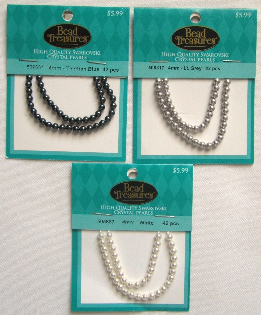 3 new cards Swaraovski crystal pearls--3 colors