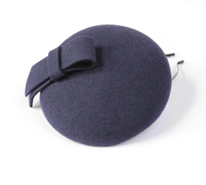 Mini Hat-Button-Navy Blue-Wool Felt