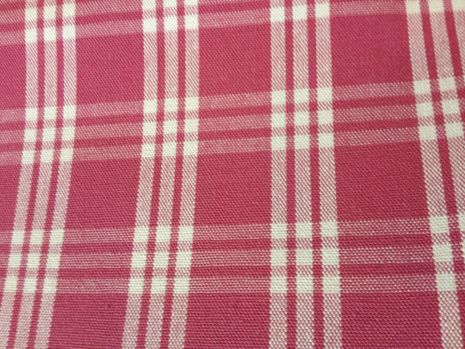 Circa fabric, home decor medium weight 54" wide, raspberry and white check