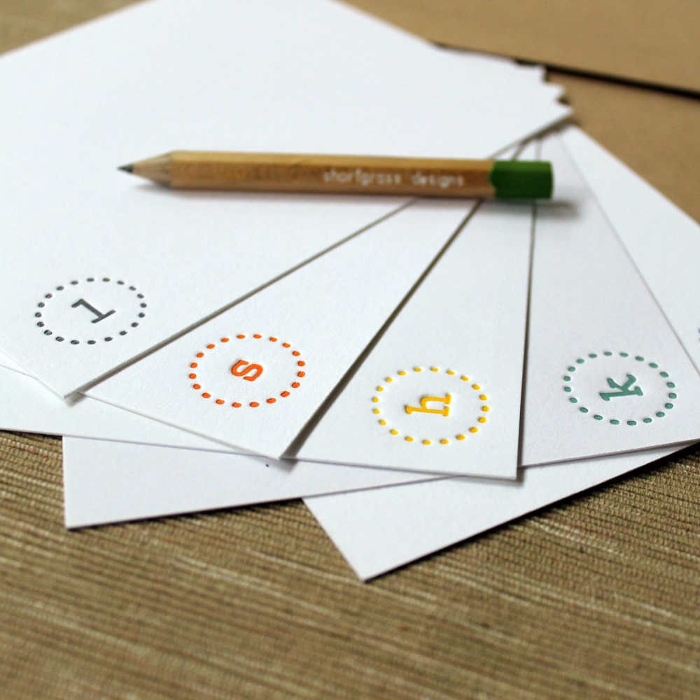 custom letterpress monogram notecards (set of 20) - typewriter dot circle