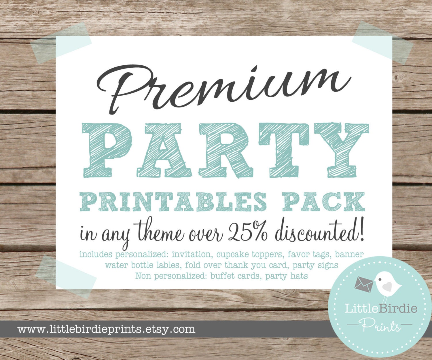 Add On PREMIUM PARTY PACK To match any theme by littlebirdieprints