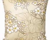 Designer Pillow Cover - 16x16 Pillow Cover - Blossom Caramel - Yellow Beige Taupe White