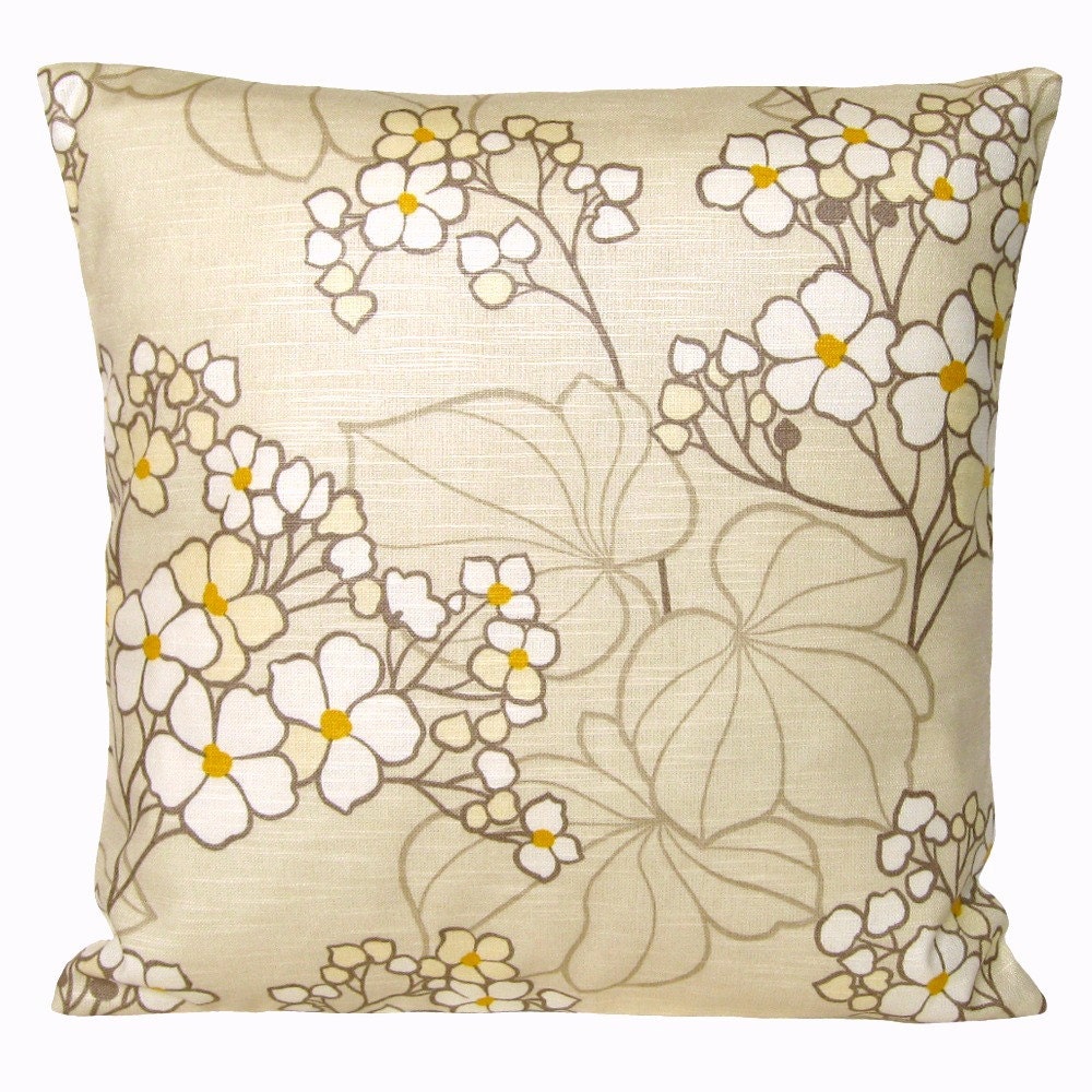 Floral Pillow Cover 18x18 Cushion Cover - Blossom Caramel