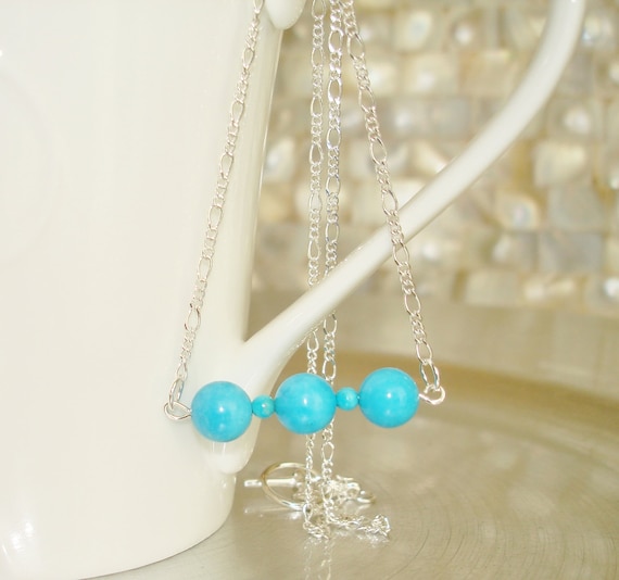 Silver Turquoise Necklace, Simple Turquoise Necklace