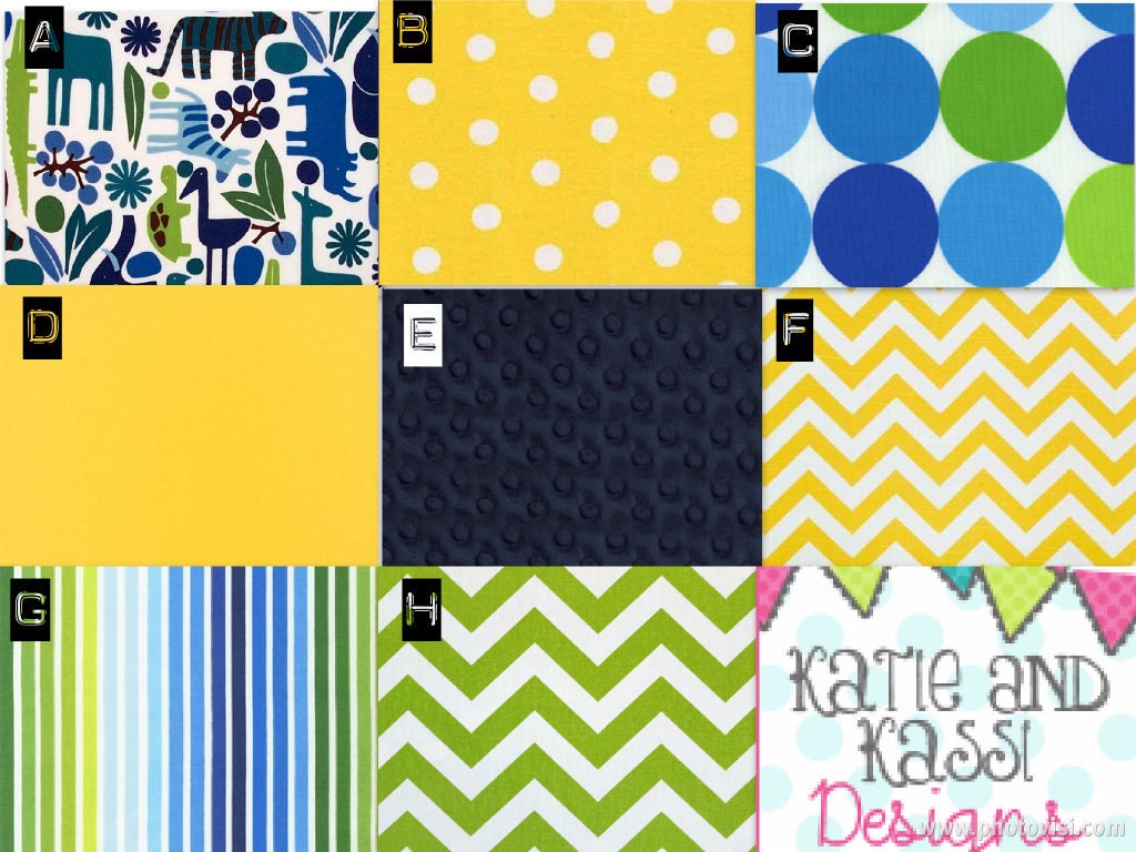 Yellow/White/Blue/Green Modern Color Scheme  (Purchase with Crib Bedding Set or Nursery Decor)