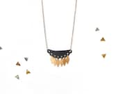 Geometric Necklace - Tribal Inspired Brass Fringe Leather Cutouts