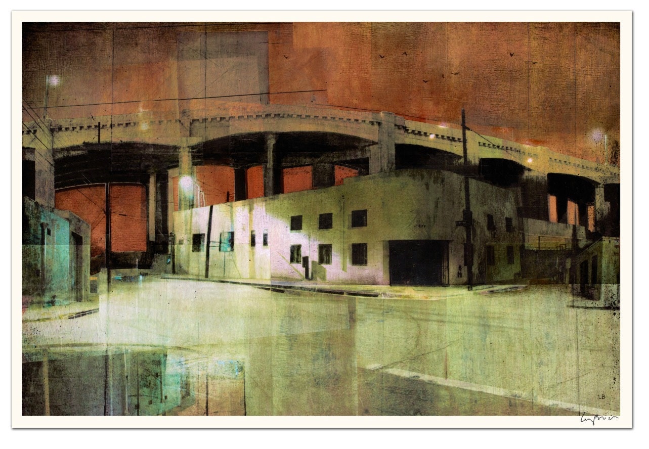 DOUBLE BYPASS - Cityscape Art Lithograph - 15 x 22" - Signed by the artist