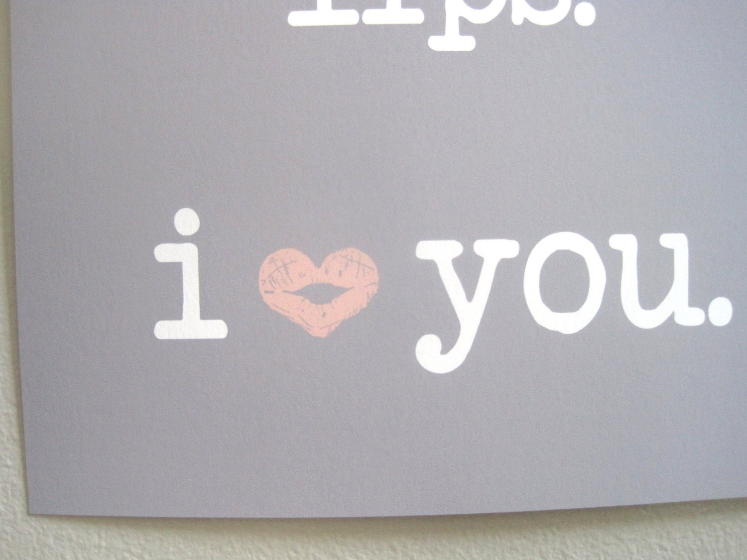Wedding Signage, Wedding Decor, Love Print, 8x10 Print, Grey, Gray, Red, Custom Color, Heart, Lips, Read My Lips. I Love You.