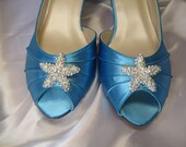Crystal Starfish Beach Wedding Customizable Bridal Shoes Wedding Shoes Peep Toe 100 Custom Colors Pick your heel size