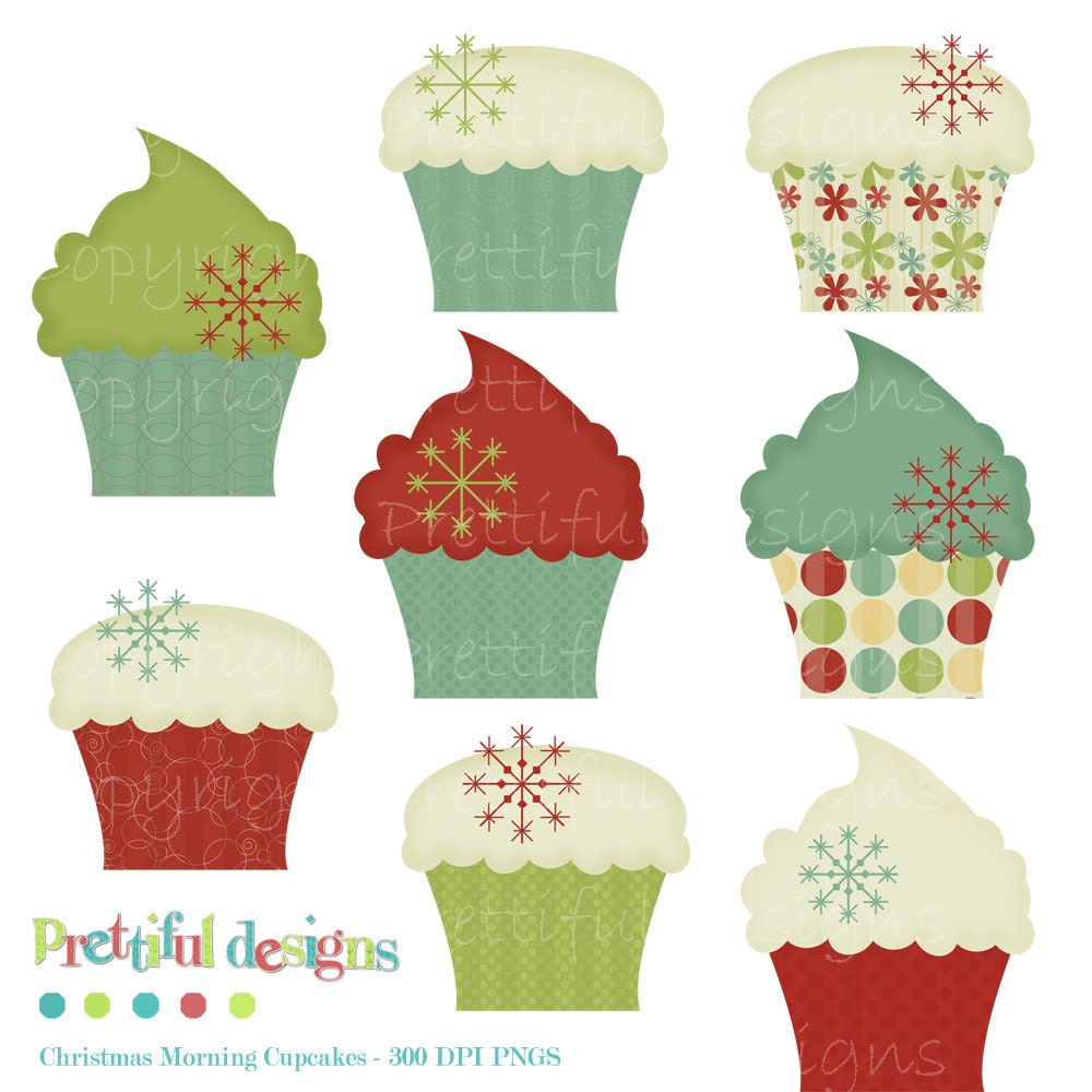 50% Off Sale Cupcake Clip Art - Personal or Commercial Use - Christmas Morning (136) Il_570xn