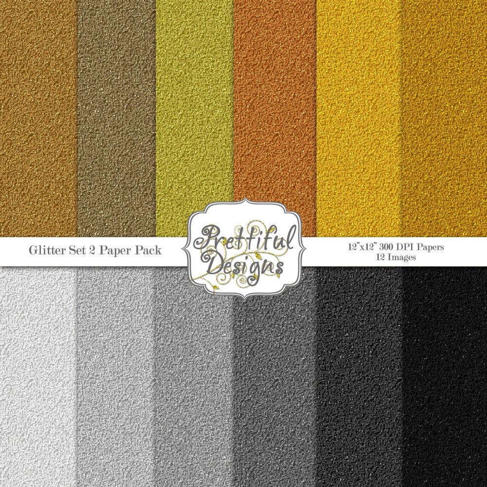 50% OFF SALE Metallic Digital Paper Pack - Personal and Commercial Use - Glitter Paper Set 2 (424) Il_570xn