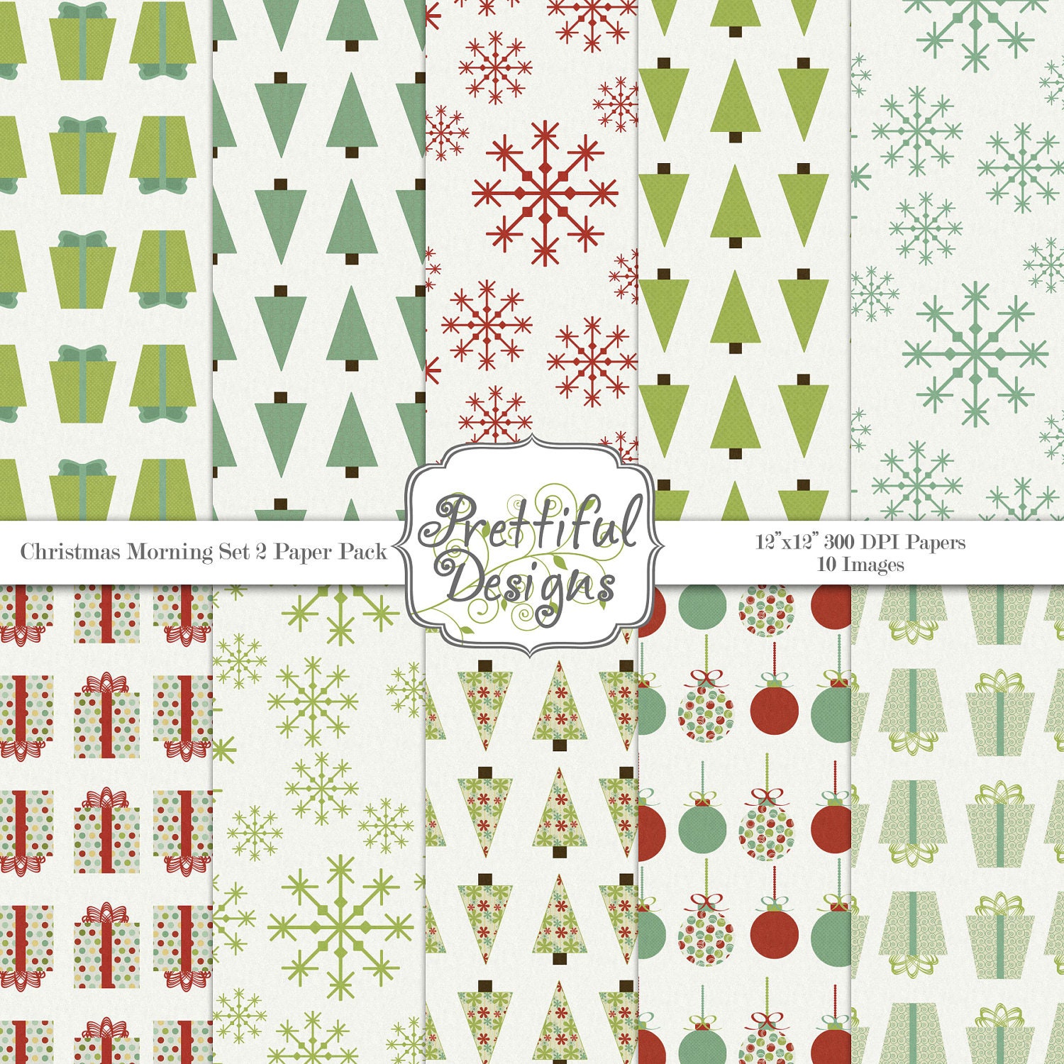 50% Off Sale Digital Paper Pack for Personal or Commercial Use - Christmas Morning Set 2 (34) Il_570xn