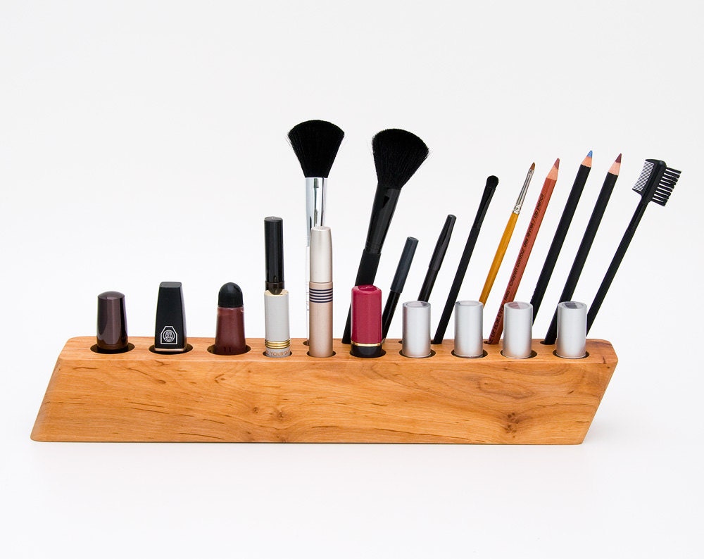 Makeup Organizer Cosmetic Organizer Wooden Makeup Brush Holder BIG SCARLETT Y