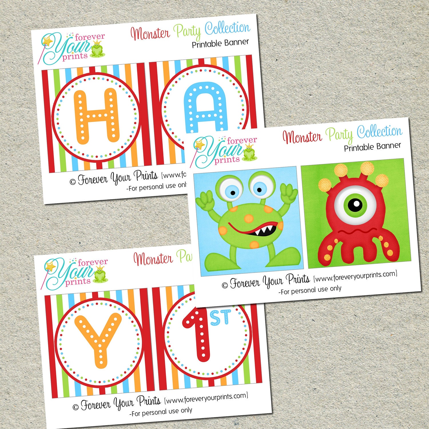 Printable Monster Party Birthday Banner - You Print - Digital File Il_570xn