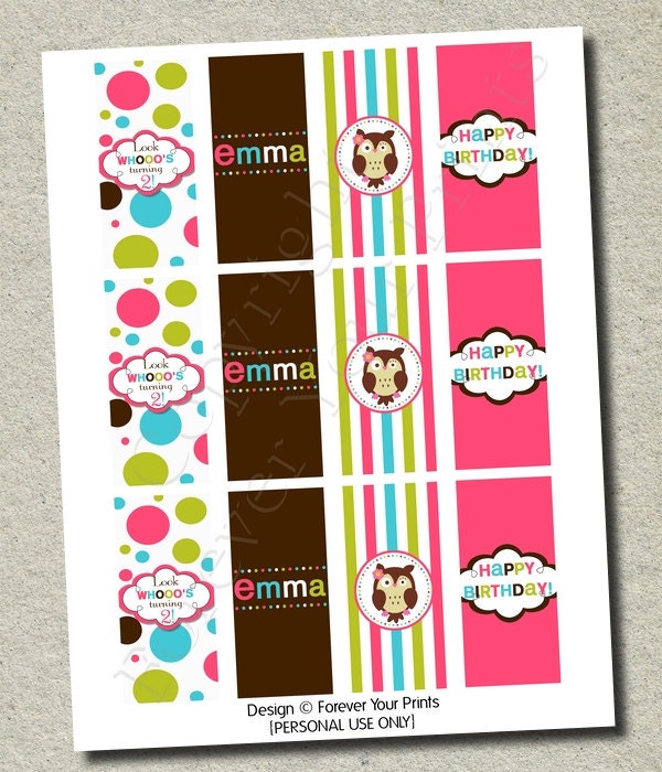 Owl Mini Candy Bar Wrappers - DIY Party Printables - You Print - 4 Designs Il_570xn