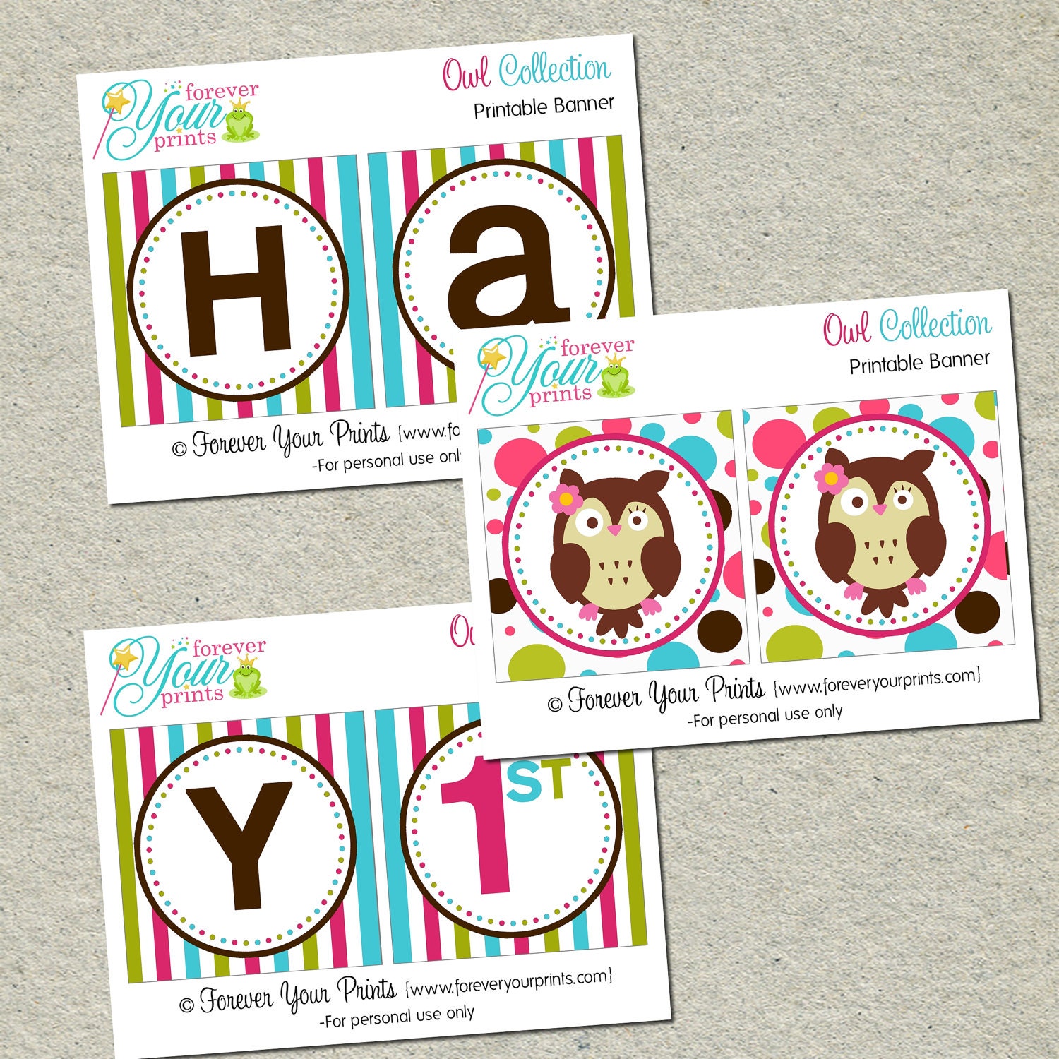 Printable Owl Birthday Banner - Owl Theme Birthday - You Print - Digital File Il_570xn