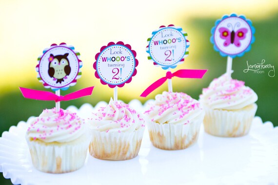 Owl Party Cupcake Toppers - You Print - 4 Designs Il_570xn
