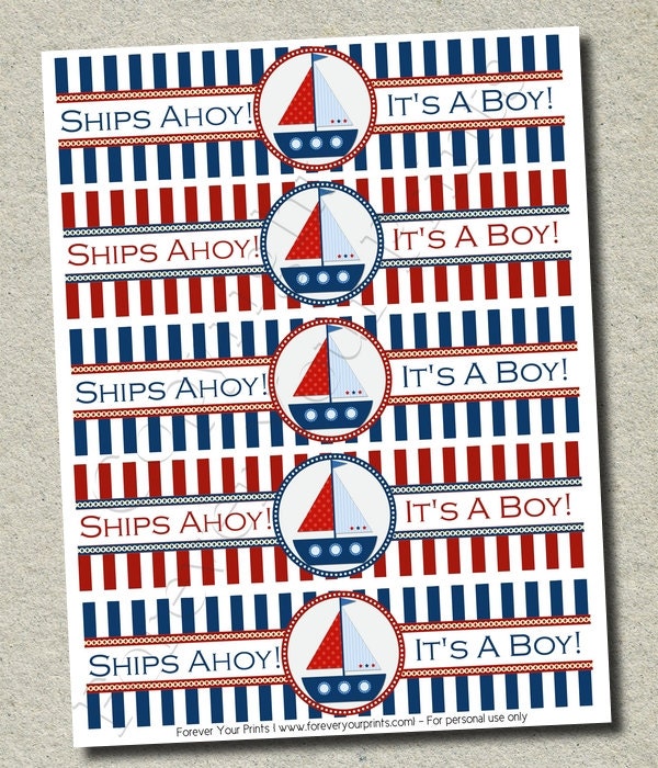 Nautical Sailboat Water Bottle Labels - INSTANT DOWNLOAD Il_570xn