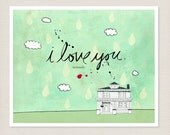 Typography Illustration Housewarming Anniversary Wedding Poster Print - Seriously - 8 x 10 Romantic Art for a Loving Home