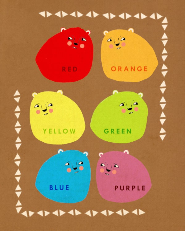 Modern Childrens Decor Educational Nursery Wall Art - I Know Colors - Unique Quirky Home Decor Kids Room Giclee Print