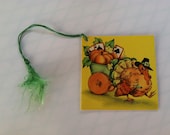Vintage Thanksgiving circa 1950  Bridge Tally- Turkey Cart Pumpkin-unused