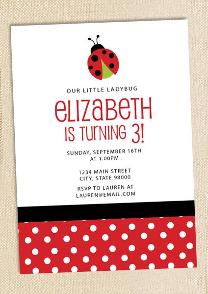 Ladybug Birthday invitations - set of 15 Il_570xn