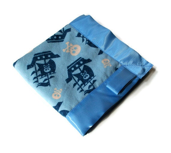 Baby Boy Security Blanket with Pirate Ships and Skulls