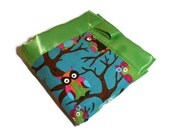 Security Blanket for Baby Girl in Corduroy Owls and Chocolate Fuzzy Minky