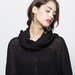 Black lacy sweater with a scarf , knitted women cardigan jacket, winter  fashion  jumper
