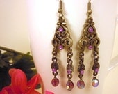 Purple Earrings Amethyst Czech Glass Earrings Chandeliers