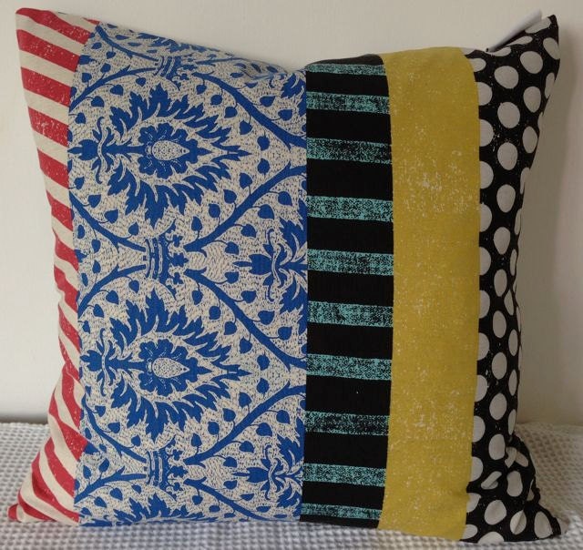 NEW Japanese fabric cushion cover in natural oatmeal background with pattern and zebra motif, throw pillow, decorative cushion