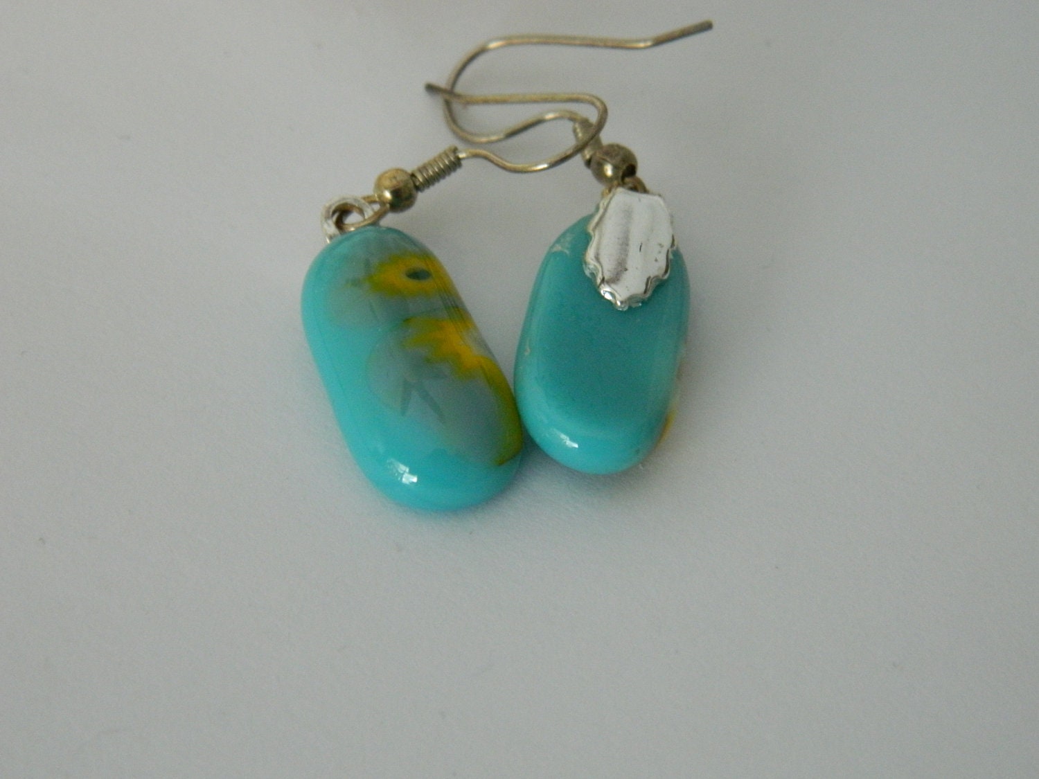 Boho Sunshine Fused Glass Dangle Earrings