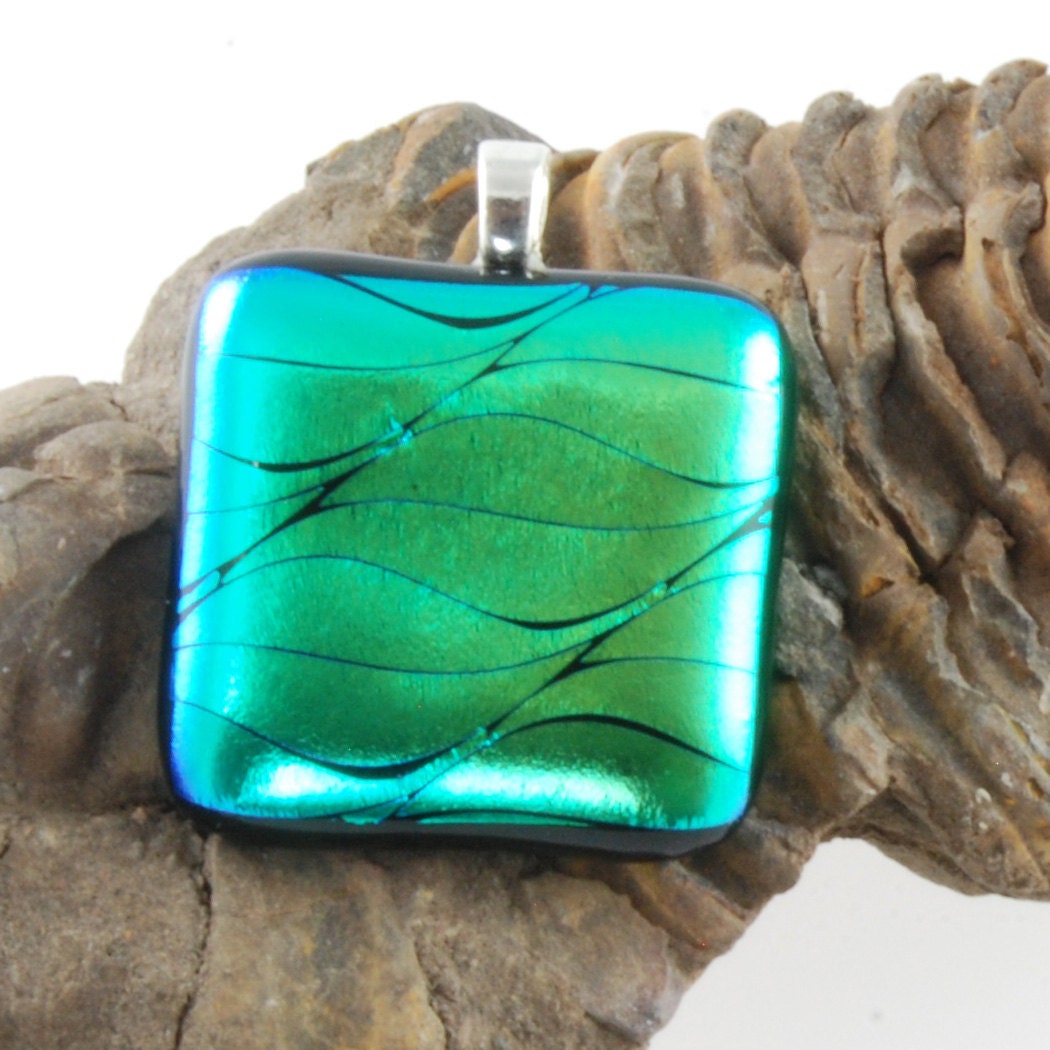 green dichroic glass pendant uk