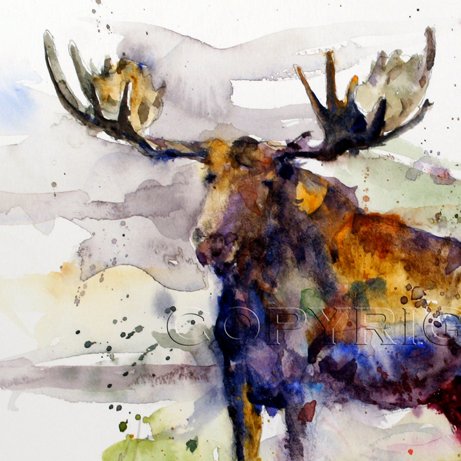 MOOSE Large Watercolor Print by Dean Crouser