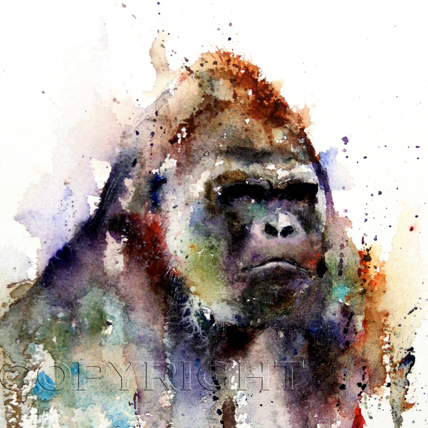 GORILLA Large Watercolor Print by Dean Crouser