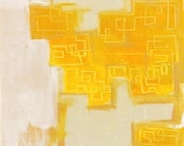 Abstract Acrylic Painting - Original Fine Art 12"x48" by Linnea Heide - southwest - gold beige stucco