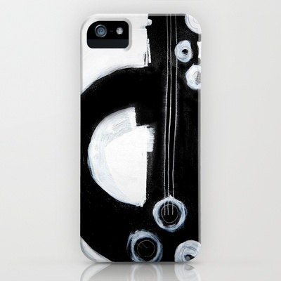 iPhone case - black and white abstract painting - guitar music - cell phone cover - fine art