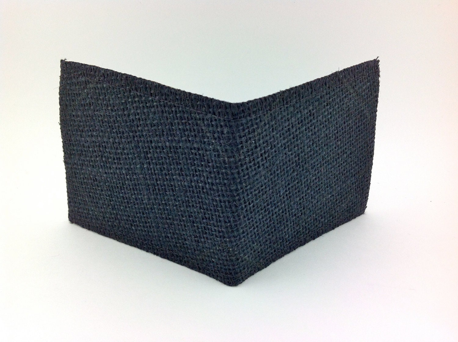 Black Vegan Wallet /  Mens Black Burlap Wallet / Ready to ship- Minimalist wallet - Slim back pocket Wallet -