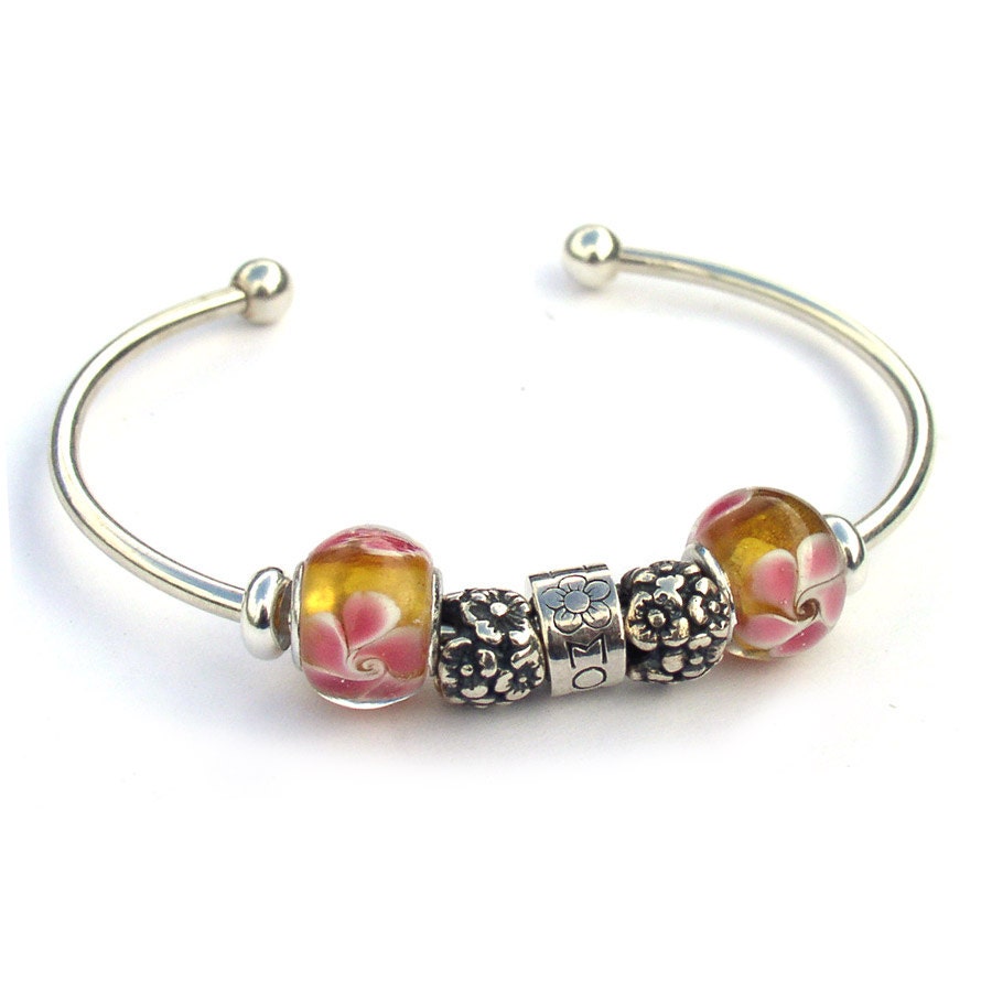 Mom Bracelet Sterling Silver European Bead Bangle