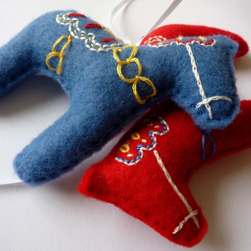 Embroidered Dala Horse Ornament