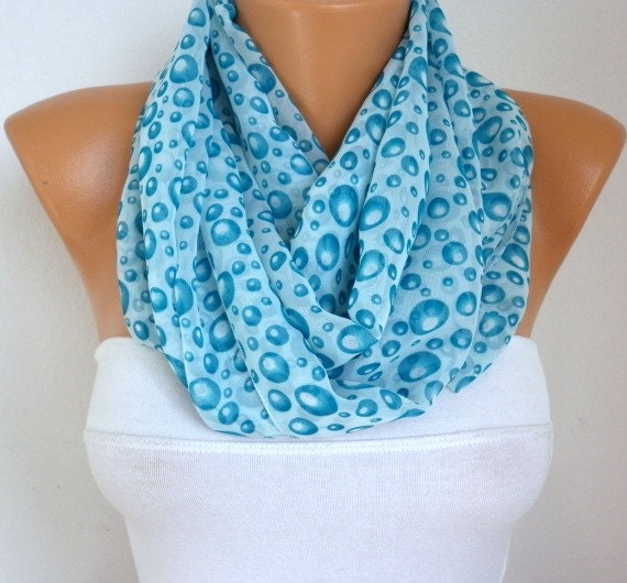 Polka dots - Infinity Scarf Shawl Circle Scarf  Loop  Scarf Gift -fatwoman