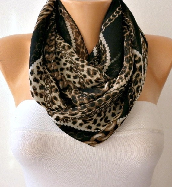 Leopard - Infinity Scarf Shawl Circle Scarf  Loop  Scarf Gift -fatwoman
