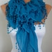 Blue Ruffle Scarf Cotton Scarf - fatwoman