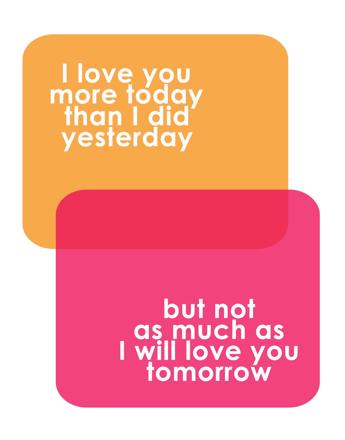 I Love you More today typography art print - Customizable in pink and orange or you pick the colors - kids - Personalized gift under 30