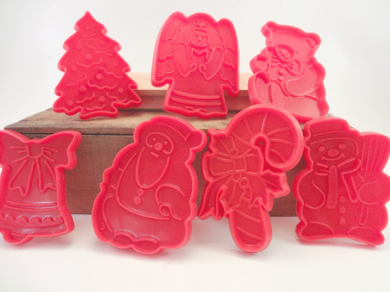 Red Plastic Christmas Cookie Cutters by Abbysfabric on Etsy