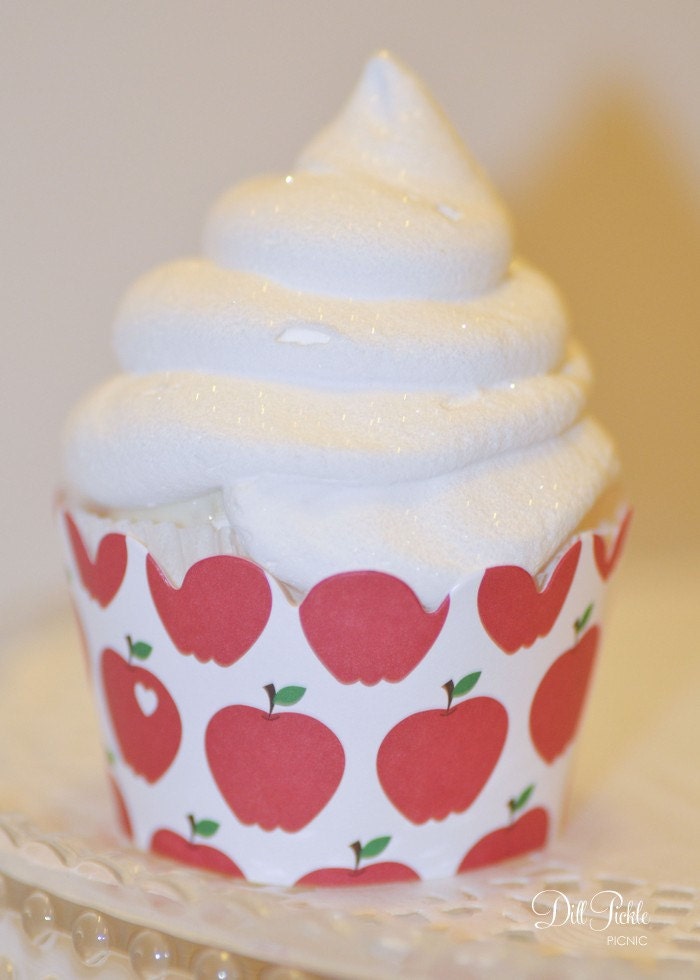 Back to School - Red Apples Cupcake Wraps - Standard Size set of 25