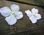 Wedding Hair Accessories, Bridal Hair Accessories, Hair Flowers, White Hydrangea Bobby Pins
