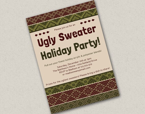 Ugly Sweater Holiday Party Invitation Il_570xn