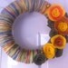 Yarn Wreath with Beautiful Felt Roses-Door Decoration-10 IN WREATH-Ready to Ship